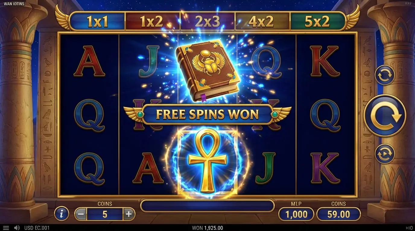 Momento del bonus en Book of Ra con símbolo expandido