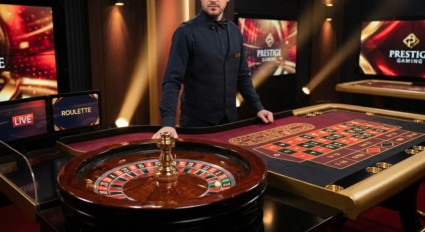 Mesa de ruleta en vivo con crupier
