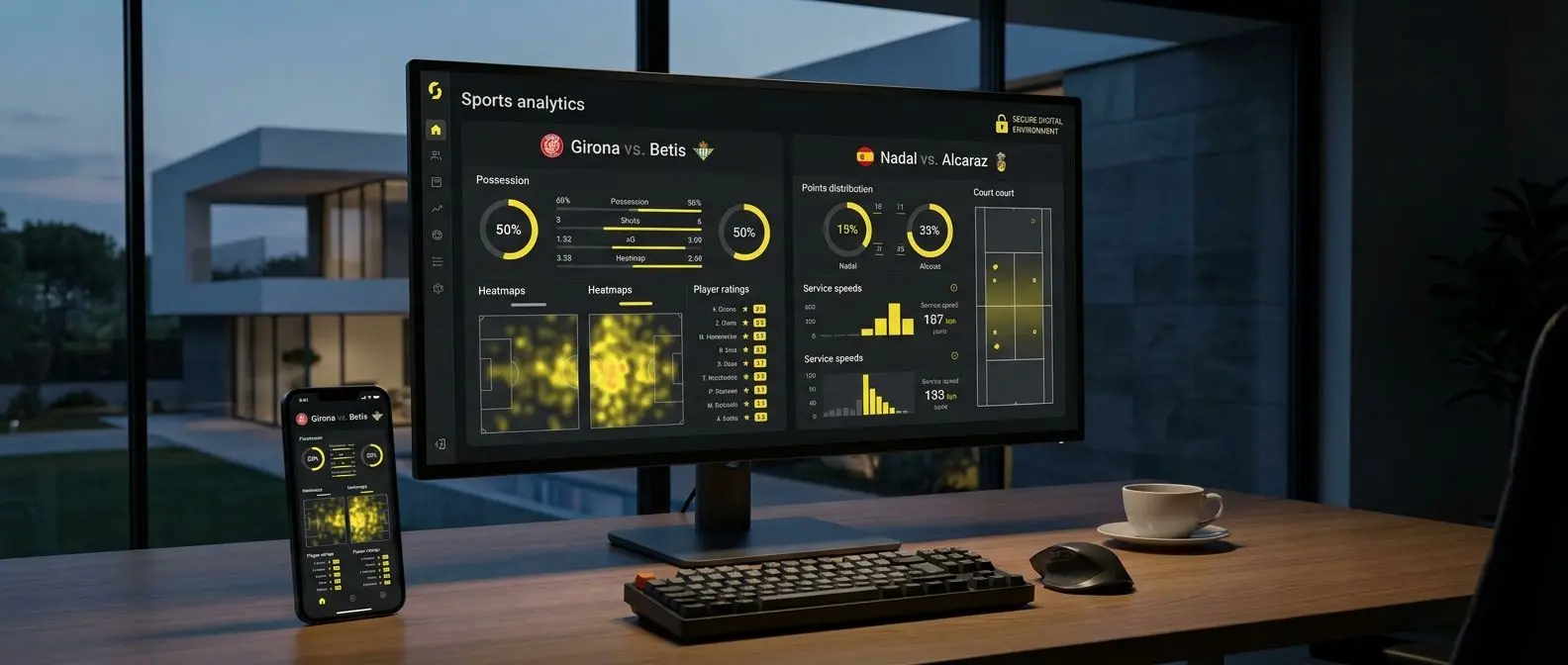 Pantalla conceptual de apuestas deportivas en Bwin España con fútbol y tenis