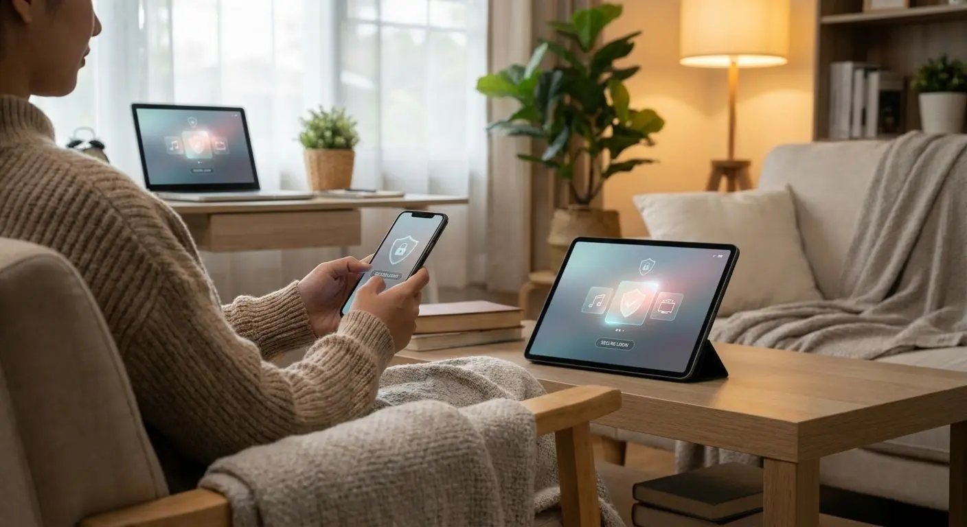 Usuario usando juegos online en ordenador, móvil y tablet