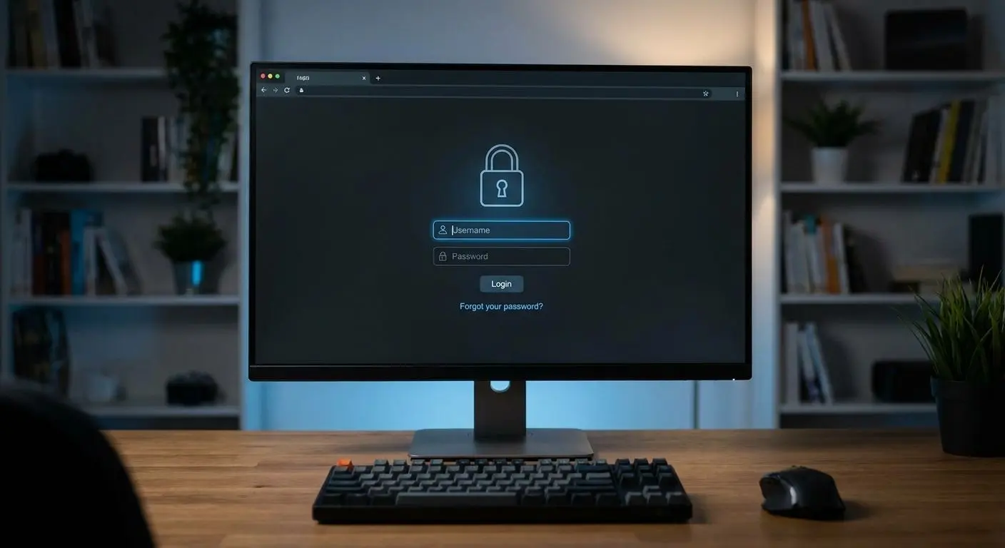 Pantalla de acceso en ordenador con campos de usuario y contraseña