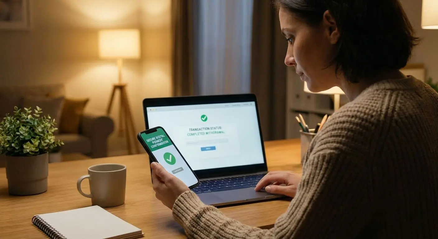 Usuario revisando el estado de una retirada online