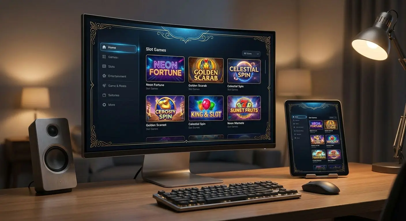 Tragaperras en varios dispositivos Interfaz de tragaperras en desktop y móvil
